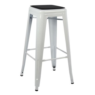 ΣΚΑΜΠΩ BAR MELITA ΜΕΤΑΛΛΙΚΟ ΛΕΥΚΟ & ΚΑΘΙΣΜΑ PU ΜΑΥΡΟ HM8060.01 43x43x76 cm