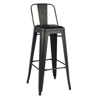 ΣΚΑΜΠΩ BAR MELITA ME ΠΛΑΤΗ ΜΑΥΡΗ ΠΑΤΙΝΑ  ΚΑΙ ΚΑΘΙΣΜΑ HM8061.40 43x43x102,5 cm