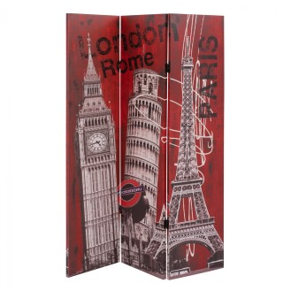ΠΑΡΑΒΑΝ ΤΡΙΦΥΛΛΟ ΔΥΟ ΟΨΕΩΝ ΣΕ ΚΑΜΒΑ HM7152.09 BIG BEN-ROME-PARIS 180X121X2,5 εκ.