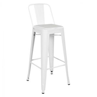 ΣΚΑΜΠΟ BAR ΜΕΤΑΛΛΙΚΟ MELITA ΜΕ ΠΛΑΤΗ MILK WHITE ΜΕ ΚΑΘΙΣΜΑ PU ΛΕΥΚΟ HM11361.21 43x43x104 cm.