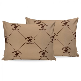ΖΕΥΓΟΣ ΜΑΞΙΛΑΡΟΘΗΚΕΣ 2ΤΜΧ BEVERLY HILLS POLO CLUB HM12008 ΜΠΕΖ ΚΑΦΕ 50x70 εκ. 176BHP0106