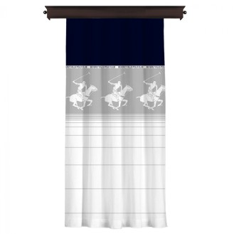 ΚΟΥΡΤΙΝΑ ΜΕ ΤΡΕΣΑ BEVERLY HILLS POLO CLUB HM12003 ΜΠΛΕ ΛΕΥΚΟ ΓΚΡΙ 140x260 εκ. 176BHP8824
