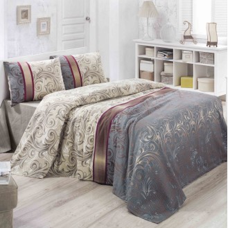 ΚΟΥΒΕΡΤΑ ΔΙΠΛΗ ΠΙΚΕ HM12125 ΓΚΡΙ ΜΠΕΖ FLORAL 200x230 εκ. 121VCT5232
