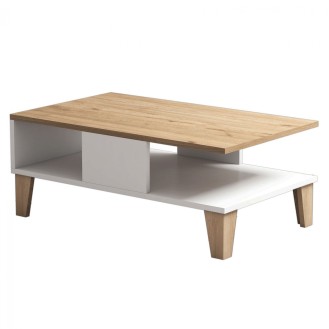 ΤΡΑΠΕΖΙ ΣΑΛΟΝΙΟΥ ΜΕΛΑΜΙΝΗΣ HM9039.01 ΛΕΥΚΟ NATURAL WOOD 90x54x39,6Υ εκ.