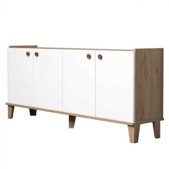 ΜΠΟΥΦΕΣ ΜΕΛΑΜΙΝΗΣ HM9044.01 ΛΕΥΚΟ NATURAL WOOD 180x41x77,8Y εκ.