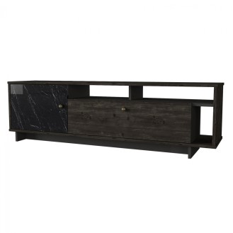 ΕΠΙΠΛΟ ΤΗΛΕΟΡΑΣΗΣ ΜΕΛΑΜΙΝΗΣ HM9091.01 ΜΑΥΡΟ BLACK WOOD 140x34,8x47,4Y εκ.