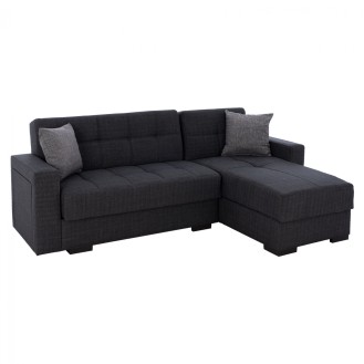 ΓΩΝΙΑΚΟΣ ΚΑΝΑΠΕΣ CAIDEN ΚΡΕΒΑΤΙ HM3190.01 ΓΚΡΙ 224x152x80 εκ.
