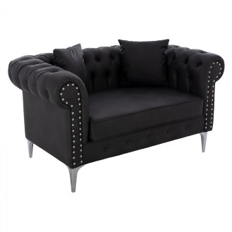 ΚΑΝΑΠΕΣ 2ΘΕΣΙΟΣ Τ. CHESTERFIELD HM3186.01 ME ΜΑΥΡΟ PU 152x85x80 εκ.