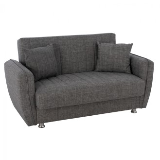ΚΑΝΑΠΕΣ ΚΡΕΒΑΤΙ 2ΘΕΣΙΟΣ HOLLIE HM3176.01 ΓΚΡΙ ΜΕ ΑΠΟΘ/ΚΟ ΧΩΡΟ 150x77x82 εκ.
