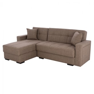 ΓΩΝΙΑΚΟΣ ΚΑΝΑΠΕΣ ΚΡΕΒΑΤΙ CAIDEN HM3190.03 ΜΠΕΖ 224x152x80 εκ.