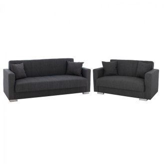 ΣΕΤ ΣΑΛΟΝΙ CARYLON ΣΚΟΥΡΟ ΓΚΡΙ 2 ΤΜΧ HM11616.01