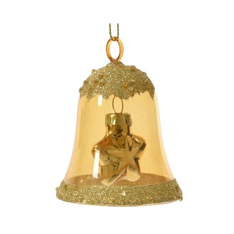 Χριστουγεννιάτικο στολίδι καμπάνα light gold και  γκλίτερ