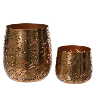 Κηροπήγιο μεταλλικό sparkling rose dia10.00-H11.00cm dia8.00-H7.00cm Σετ 2 